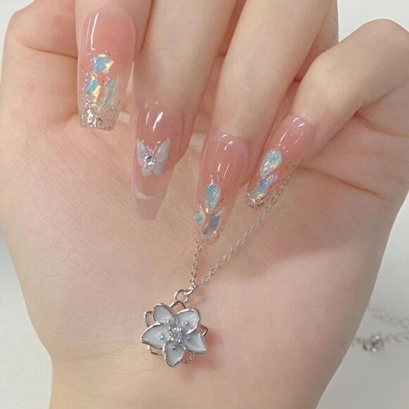 Silver Flower Pendant Necklace - Picture 2 of 3